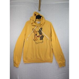 Pokemon Pikachu Adult Hooded Yellow Sweatshirt Hoodie Size Small Anime Cartoon